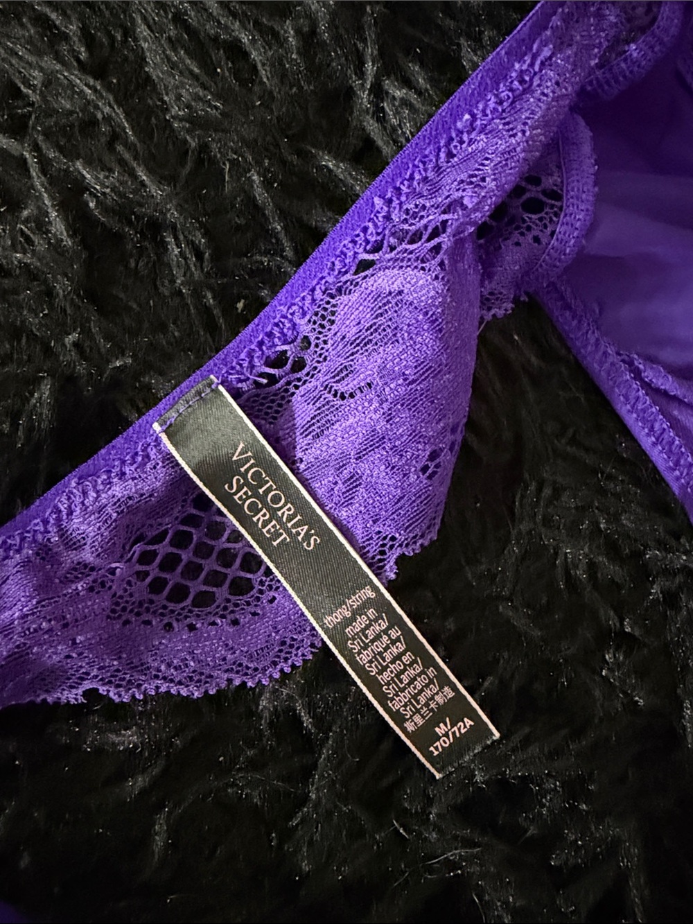 Victoria's Secret Electric Purple Lace Longline Bralette with Thong & Garter Set - Picture 9 of 16